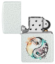 Load image into Gallery viewer, Zippo Lighter - Custom Engraved with Your Message for Floral Yin and Yang Design Glacier Pocket Lighter 46249