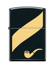 Load image into Gallery viewer, Zippo Lighter- Gold Ribbon Design Pipe Insert Black Matte Lighter #Z5521