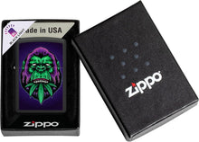 Load image into Gallery viewer, Zippo Black Light Cannabis Gorilla Design Black Matte Pocket Lighter