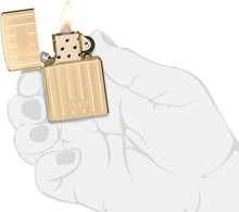 Load image into Gallery viewer, Zippo Lighter - Customized Message on on Lines Design- High Polish Brass 46011