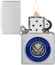 Load image into Gallery viewer, Zippo Customized Message on United States Air Force Emblem - Satin Chrome 48976