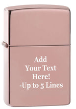 Load image into Gallery viewer, Zippo Lighter - Personalized Message Engraved on Backside Colored Windproof Lighter Rose Gold 49190