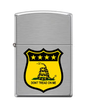 Load image into Gallery viewer, Zippo Lighter -for Don't Tread On Me Flags Stars Snake Satin Chrome #Z5342