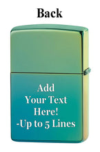 Load image into Gallery viewer, Zippo Lighter - Personalized Message Engraved on Backside Colored Windproof Lighter Teal Zippo Logo 49191ZL