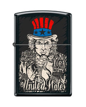 Load image into Gallery viewer, Zippo Lighter- Personalized Engrave Uncle Sam Black Matte Z5500