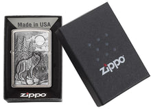Load image into Gallery viewer, Zippo Lighter - Personalized Custom Message Engraved on Back Timberwolves Emblem Brushed Chrome (Brush 20855) #20855