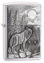 Load image into Gallery viewer, Zippo Lighter - Personalized Custom Message Engraved on Back Timberwolves Emblem Brushed Chrome (Brush 20855) #20855