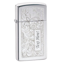Load image into Gallery viewer, Zippo Lighter - Personalized Customize Message Engrave on Slim Size Windproof Lighter (Chrome Venetian) #1652