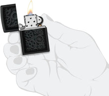 Load image into Gallery viewer, Zippo Lighter - Custom Message Engrave Steampunk Gears - Black Matte 48999