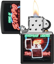 Load image into Gallery viewer, Zippo Neon Sign Design Black Matte Pocket Lighter