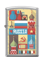 Load image into Gallery viewer, Zippo Lighter - Personalized Custom Message Engraved on Backside for Russia Postcard Brushed Chrome #Z5043