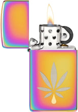 Load image into Gallery viewer, Zippo Lighter - Customized Message on Slim with Leaf - Multi Spectrum 48670