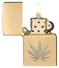 Load image into Gallery viewer, Zippo Lighter - Customized Message on Polished Brass Leaf Pocket Lighter 46560
