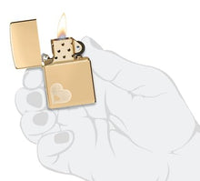 Load image into Gallery viewer, Zippo Lighter - Custom Engraved with Your Message for Double Hearts Design High Polish Brass Pocket Lighter 46281
