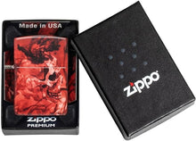 Load image into Gallery viewer, Zippo Lighter - Personalized Message Engraved on Backside for Fire Fighter Windproof Lighter (Skull with Red 48772)