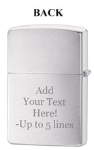 Load image into Gallery viewer, Zippo Lighter-Personalized Customize Message Engrave on Backside Skier Skiing Outdoors Snow Brushed Chrome Windproof Lighter #Z5528