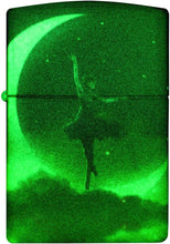 Load image into Gallery viewer, Zippo Lighter - Personalized Custom Message Engraved on Backside for Ballerina with Moon 540 Color Glow-in-The Dark Green Windproof Pocket Lighter 48781