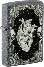 Load image into Gallery viewer, Zippo Lighter - Personalized Message Engraved on Backside for Fire Fighter Windproof Lighter (Skulls and Heart 48720)