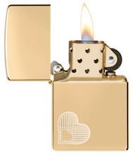 Load image into Gallery viewer, Zippo Lighter - Custom Engraved with Your Message for Double Hearts Design High Polish Brass Pocket Lighter 46281