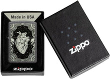 Load image into Gallery viewer, Zippo Lighter - Personalized Message Engraved on Backside for Fire Fighter Windproof Lighter (Skulls and Heart 48720)