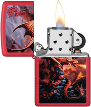 Load image into Gallery viewer, Zippo - Customized Message on Anne Stokes Fire Dragon Red Matte Pocket 46690