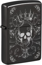 Load image into Gallery viewer, Zippo Lighter - Customize Message on Royal Skull High Polish Black Pocket 46699