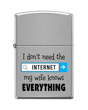 Load image into Gallery viewer, Zippo Lighter- Personalized Engrave My Wife Knows Everything #Z5426