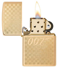 Load image into Gallery viewer, Zippo Lighter - Custom Engraved with Your Message for Textured James Bond 007™ Design Brushed Brass Pocket Lighter 46298