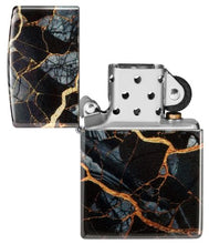Load image into Gallery viewer, Zippo Lighter - Custom Engraved with Your Message for Fusion Marble Design 540 Tumbled Chrome Pocket Lighter 46255