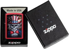 Load image into Gallery viewer, Zippo Lighter - Customized Message on Uncle Skeleton Red Matte Pocket 46696