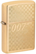 Load image into Gallery viewer, Zippo Lighter - Custom Engraved with Your Message for Textured James Bond 007™ Design Brushed Brass Pocket Lighter 46298
