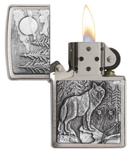 Load image into Gallery viewer, Zippo Lighter - Personalized Custom Message Engraved on Back Timberwolves Emblem Brushed Chrome (Brush 20855) #20855