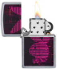Load image into Gallery viewer, Zippo Playboy Black and Pink Stripes Rabbit Head Design Pocket Lighter