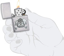 Load image into Gallery viewer, Zippo Card Skull Emblem Brushed Chrome Pocket Lighter, One Size
