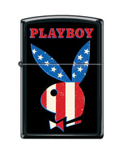 Load image into Gallery viewer, Zippo Lighter - Personalized Customize Message Engrave on Backside for Playboy Bunny (Bunny Head USA Flag Z5558)