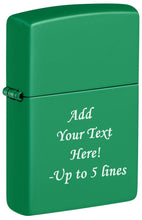 Load image into Gallery viewer, Zippo Lighter - Personalized Message Engraved on Backside Colored Windproof Lighter Grass Green Matte 48629
