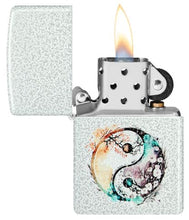 Load image into Gallery viewer, Zippo Lighter - Custom Engraved with Your Message for Floral Yin and Yang Design Glacier Pocket Lighter 46249