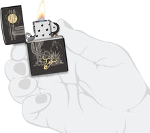 Load image into Gallery viewer, Zippo Lighter - Customized Message on Western Design, - High Polish Black 48968