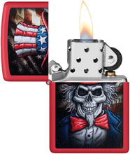 Load image into Gallery viewer, Zippo Lighter - Customized Message on Uncle Skeleton Red Matte Pocket 46696