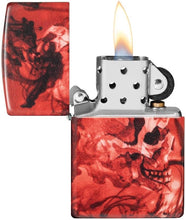 Load image into Gallery viewer, Zippo Lighter - Personalized Message Engraved on Backside for Fire Fighter Windproof Lighter (Skull with Red 48772)