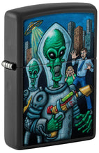 Load image into Gallery viewer, Zippo Lighter - Custom Engraved with Your Message for Alien Attack Design Black Matte Pocket Lighter 46250