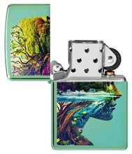 Load image into Gallery viewer, Zippo Lighter - Custom Engraved with Your Message for One with Nature Design High Polish Green Pocket Lighter 46233