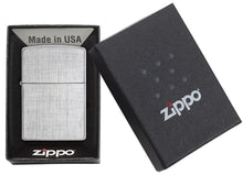 Load image into Gallery viewer, Zippo Lighter - Personalized Custom Message Engrave Chrome Windproof Lighter Brushed Chrome Linen Weave 28181