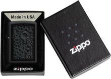 Load image into Gallery viewer, Zippo Lighter - Custom Message Engrave Steampunk Gears - Black Matte 48999