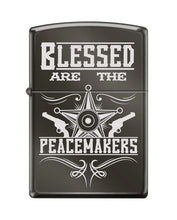 Load image into Gallery viewer, Zippo Lighter-Personalized Custom Message Engraved on Backside Blessed are Peacemaker La Black Ice Windproof Lighter #Z5514