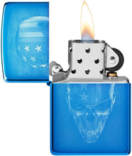 Load image into Gallery viewer, Zippo Lighter - Personalized Message Engraved on Backside for Fire Fighter Windproof Lighter (American Flag Skull 48739)
