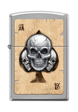 Load image into Gallery viewer, Zippo Lighter- Skulls Poker Ace Card Brushed Chrome Windproof Lighter #Z5079