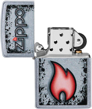 Load image into Gallery viewer, Zippo Flame Logo Design Street Chrome Pocket Lighter