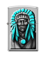 Load image into Gallery viewer, Zippo Lighter- Personalized Engrave Native Indian Chief Satin Chrome #Z5409