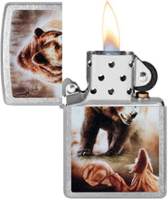 Load image into Gallery viewer, Zippo Mazzi Grizzly Bear Street Chrome Pocket Lighter